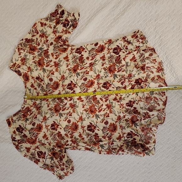 Lucky brand floral pepplin short sleeve high low blouse - Picture 11 of 13